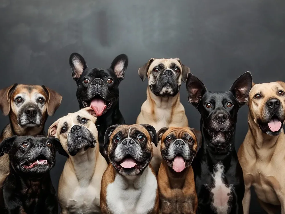 A group of pugs and French Bulldogs